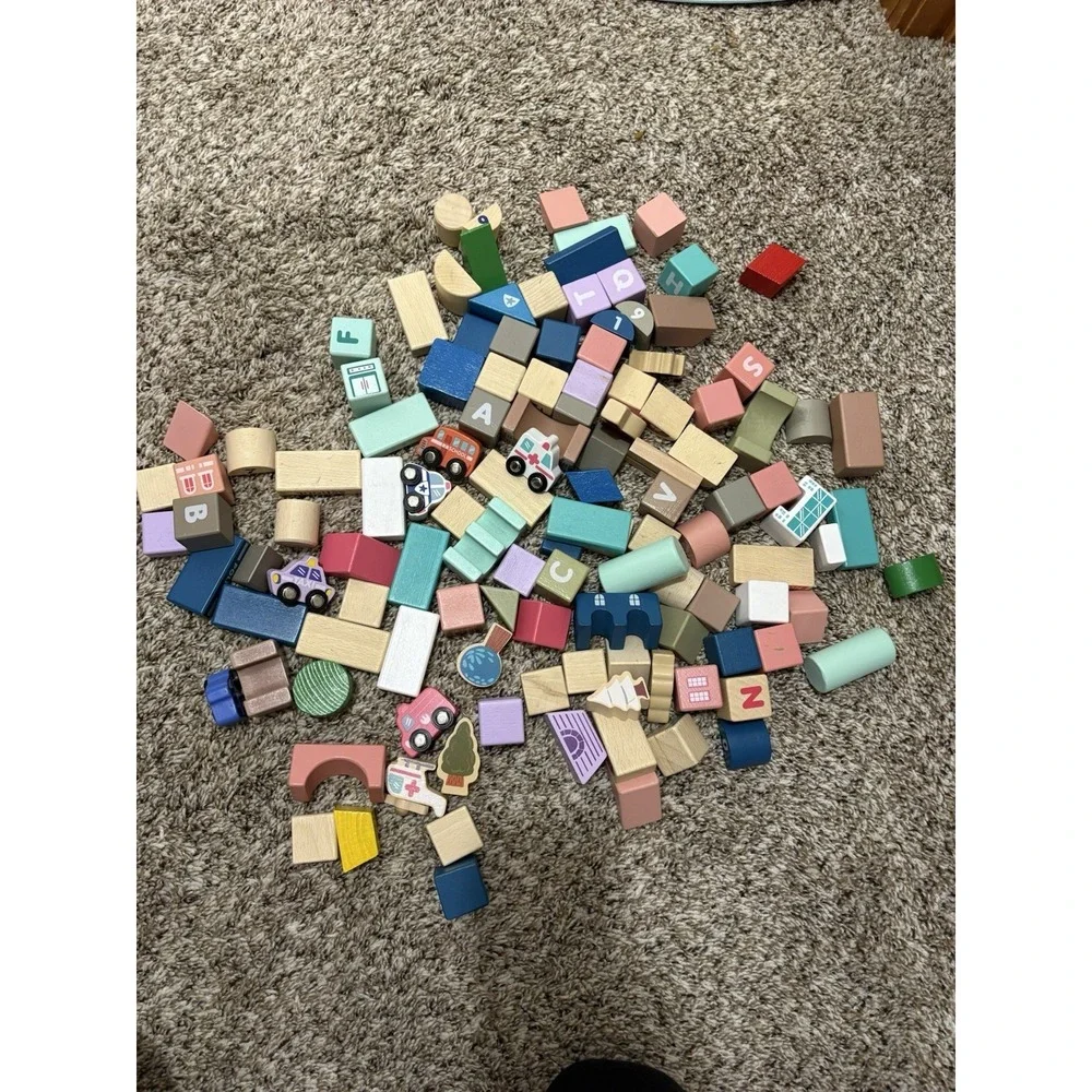 HUGE LOT‎ Wooden Lakeshore City Building Blocks Preschool Daycare, Wood Vehicles